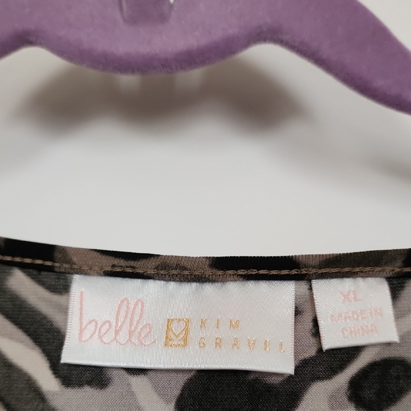 BELLE BY KIM GRAVEL Gray and Brown Ombre Animal Print Long Sleeve Top Size XL - Picture 3 of 7